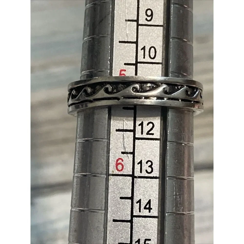 Ocean Waves Band Solid Sterling Silver Ring‎ Size 5